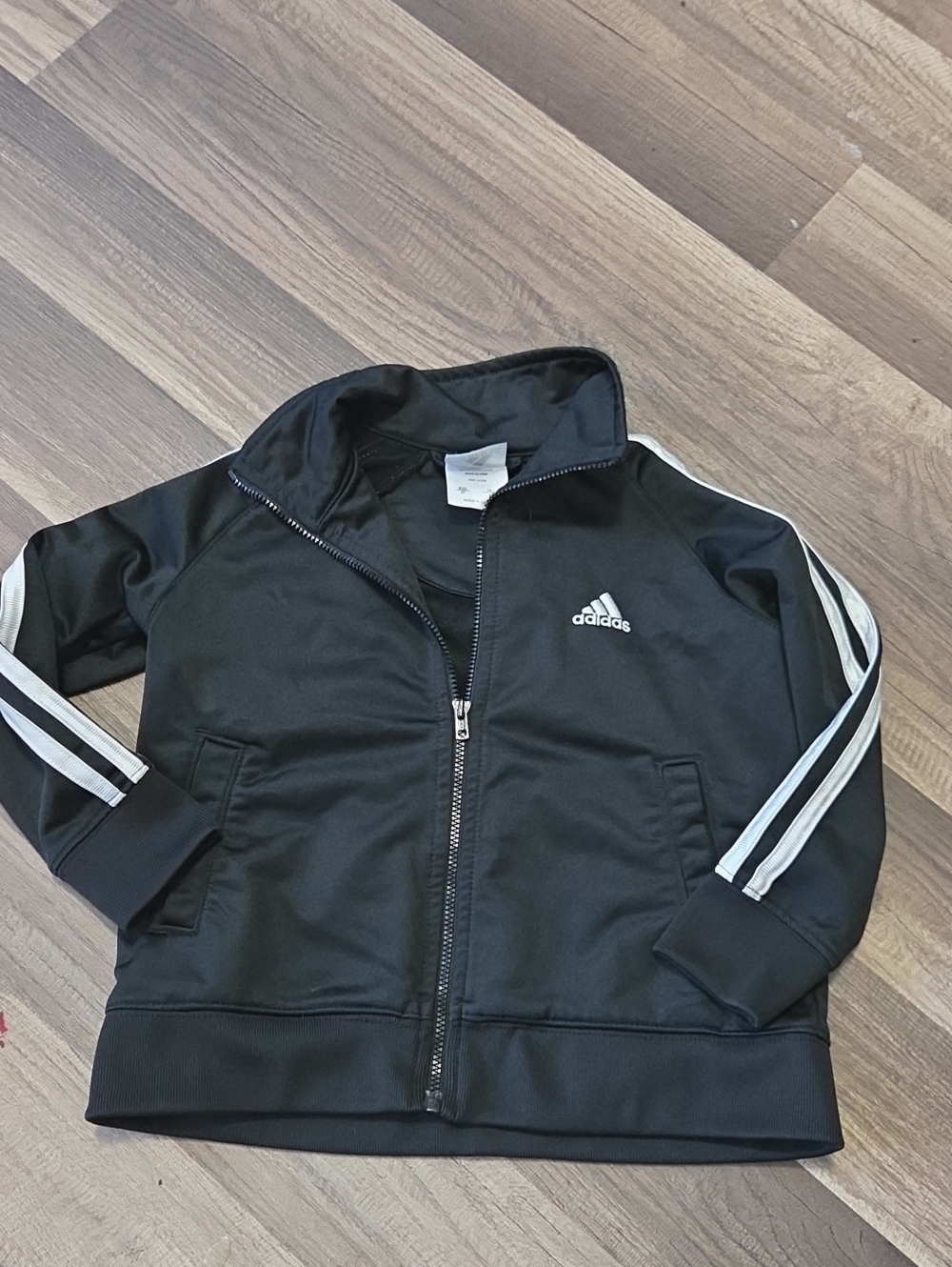 adidas Black Kids Track Jacket with White Stripes Size 3T